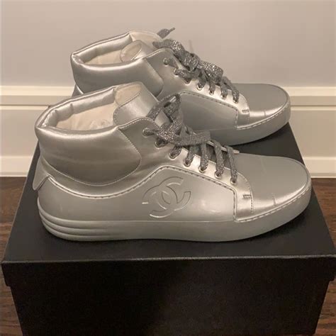 chanel sneakers gold and silver|Chanel high top sneakers 2021.